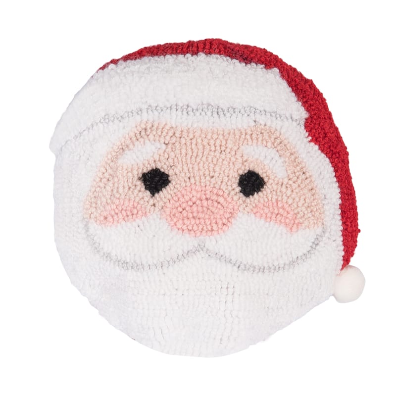 Mini Round Santa Hooked Pillow