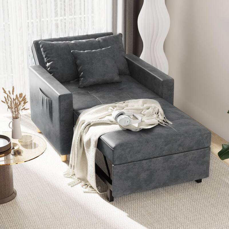 AECOJOY Adjustable Sleeper Chair Bed 3-in-1 Convertible Futon Sofa