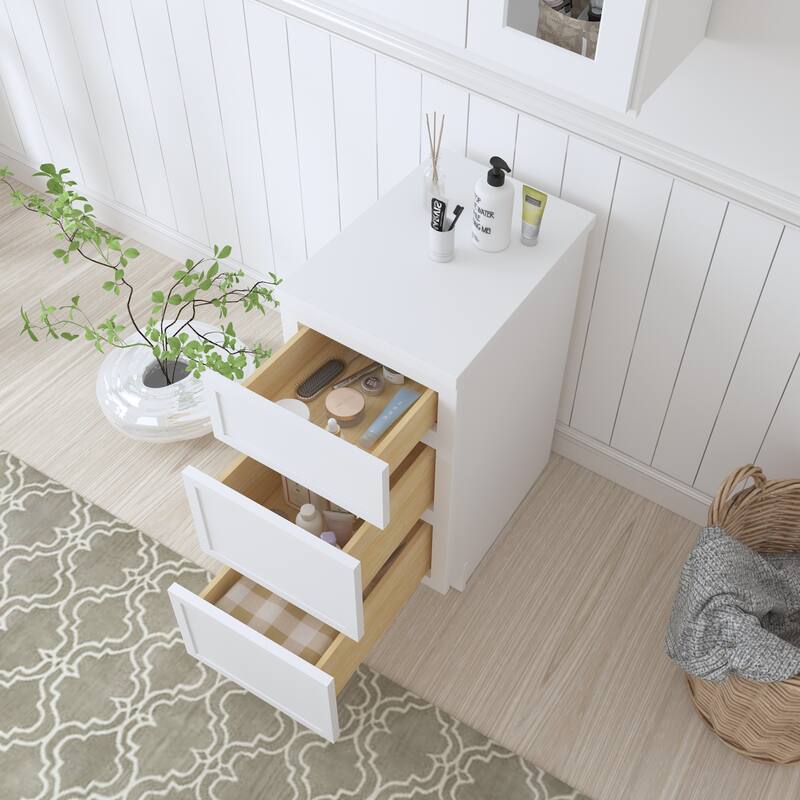 Vanity Art 15" Freestanding Single Base 3 Drawers Storage Cabinet