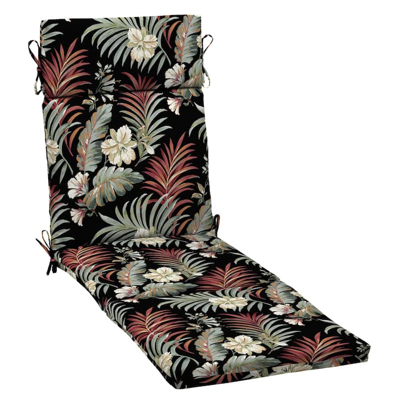 ARDEN Outdoor Chaise Lounge Cushion - 72 in L x 21 in W x 2.5 in H - Black Simone Tropical