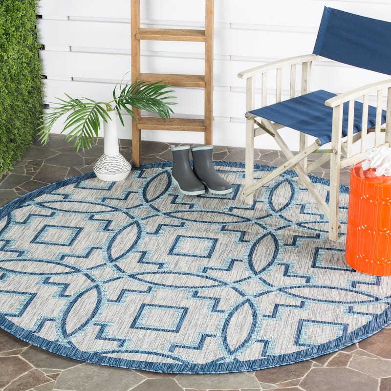 SAFAVIEH Courtyard Ofelija Indoor/ Outdoor Waterproof Patio Backyard Rug - 6'7" Round