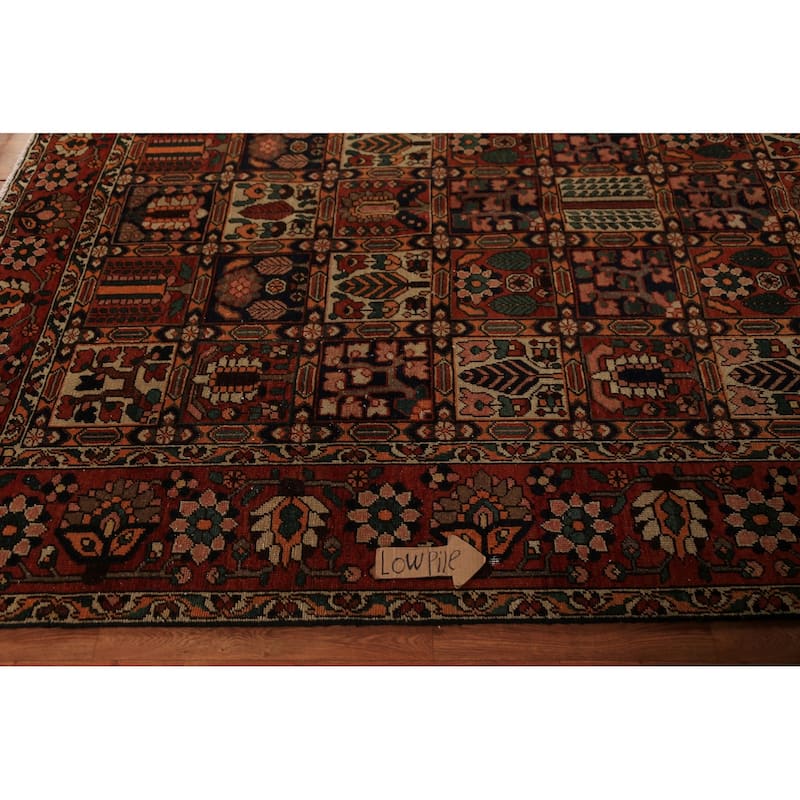 Orange Bakhtiari Persian Vintage Area Rug Hand-Knotted Wool Carpet - 6'7" x 9'10"