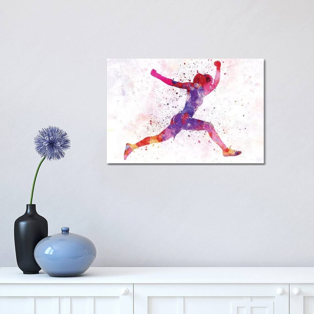 iCanvas "Woman Runner Running Jumping Shouting" by Paul Rommer Canvas Print