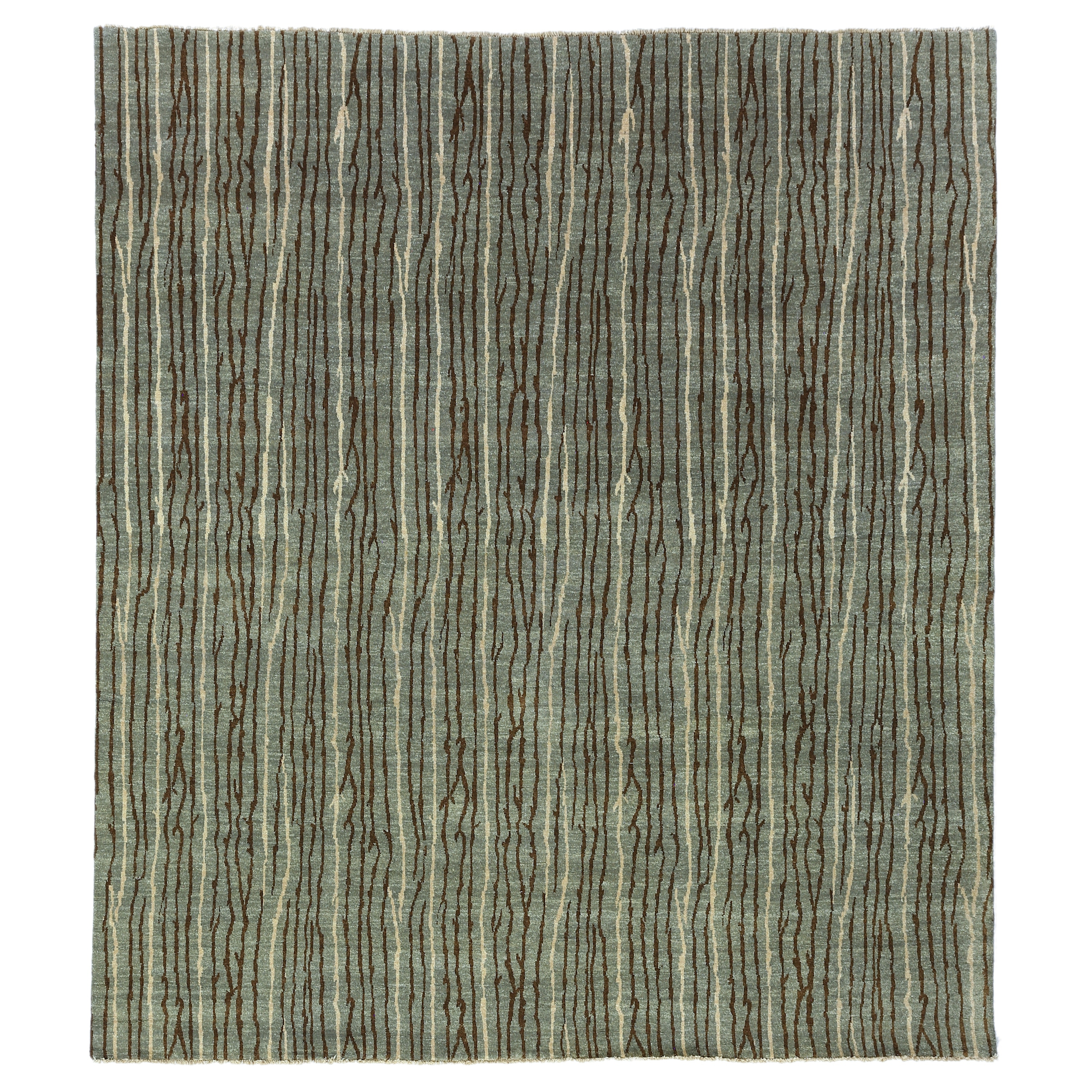 Soho hand-knotted New Zealand Wool Light Blue/Brick Area Rug