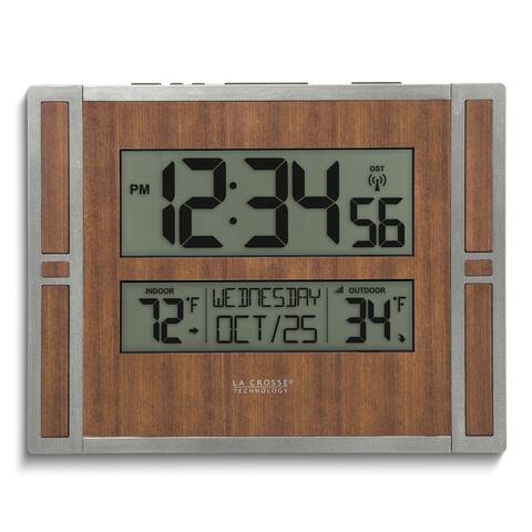Curata Wood Finish Weather Station with Temperature Atomic Time and Date