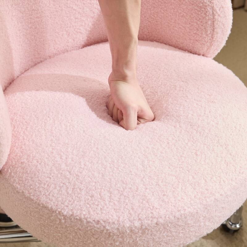 Teddy Swivel Chair Adjustable Rolling Office Desk Chair with Wheels and Support for Living Room - N/A