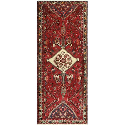 Noori Rug Fine Vintage Distressed Joey Burgundy/Ivory Runner - 3'5" x 8'11"