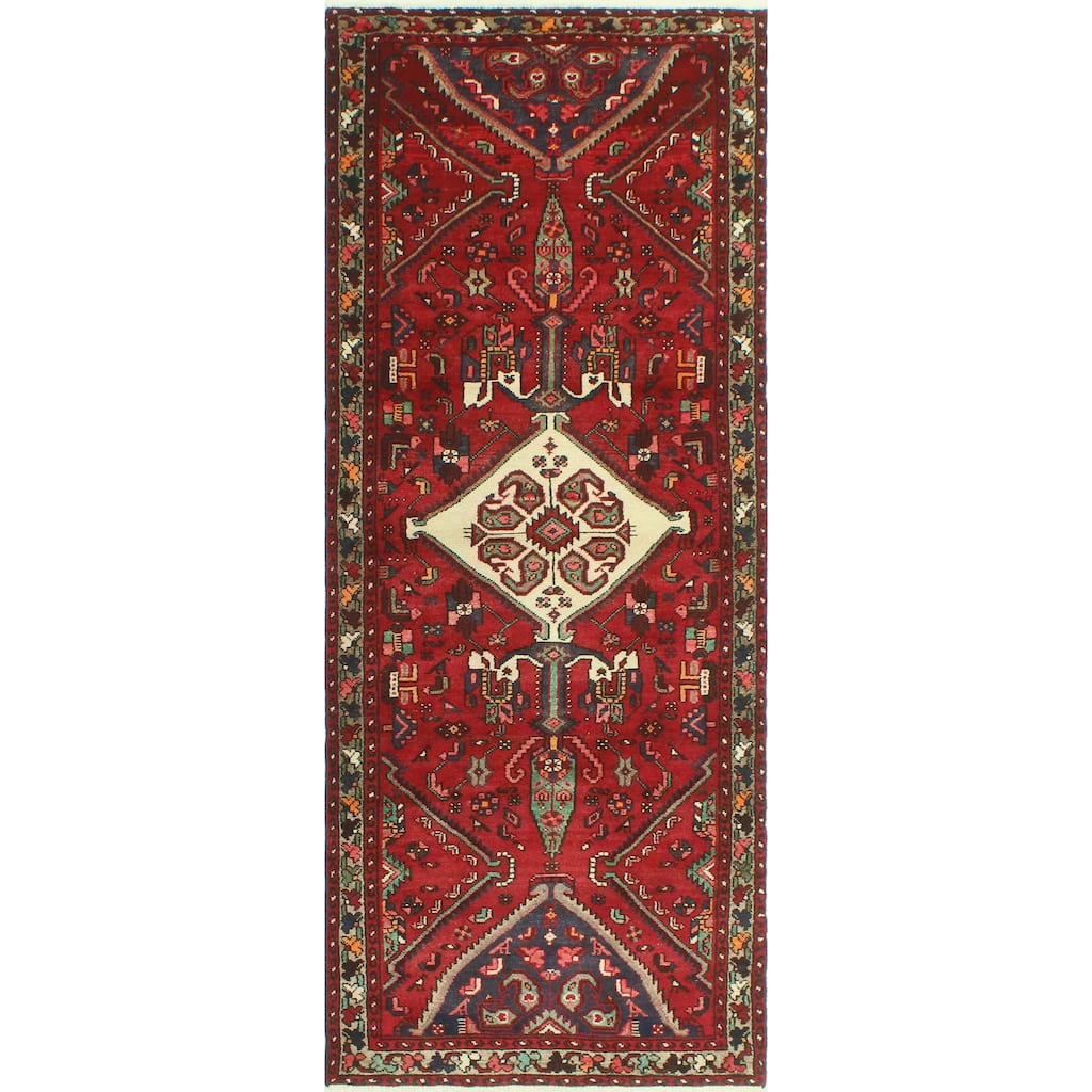 Noori Rug Fine Vintage Distressed Joey Burgundy/Ivory Runner - 3'5" x 8'11"