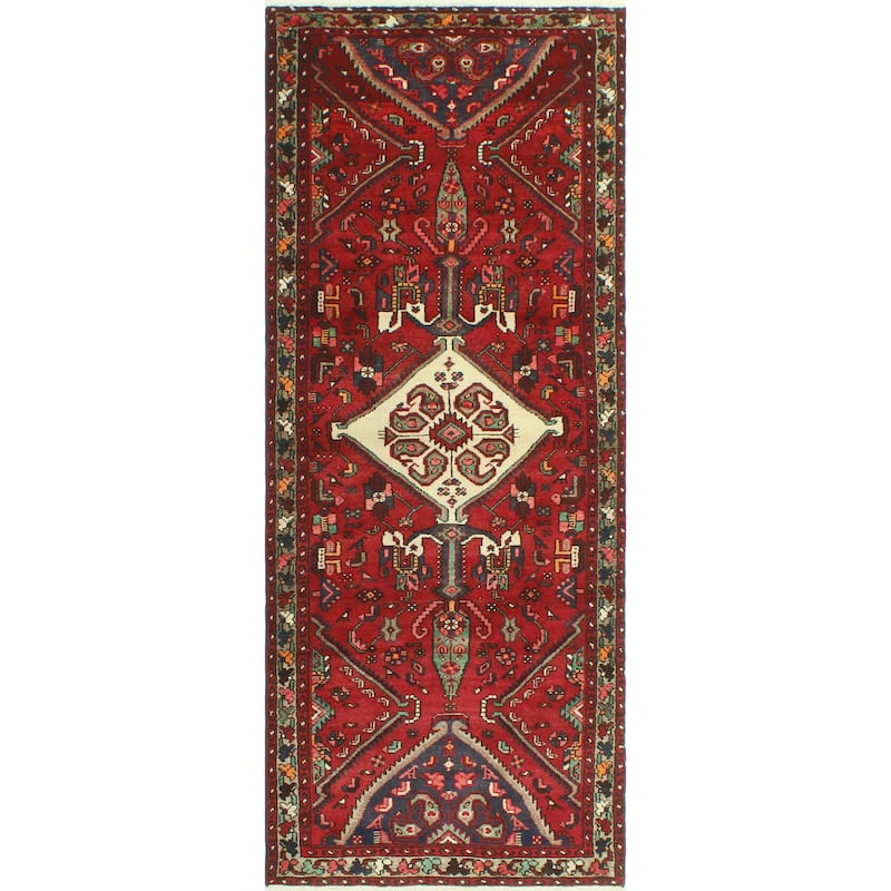 Noori Rug Fine Vintage Distressed Joey Burgundy/Ivory Runner - 3'5" x 8'11"