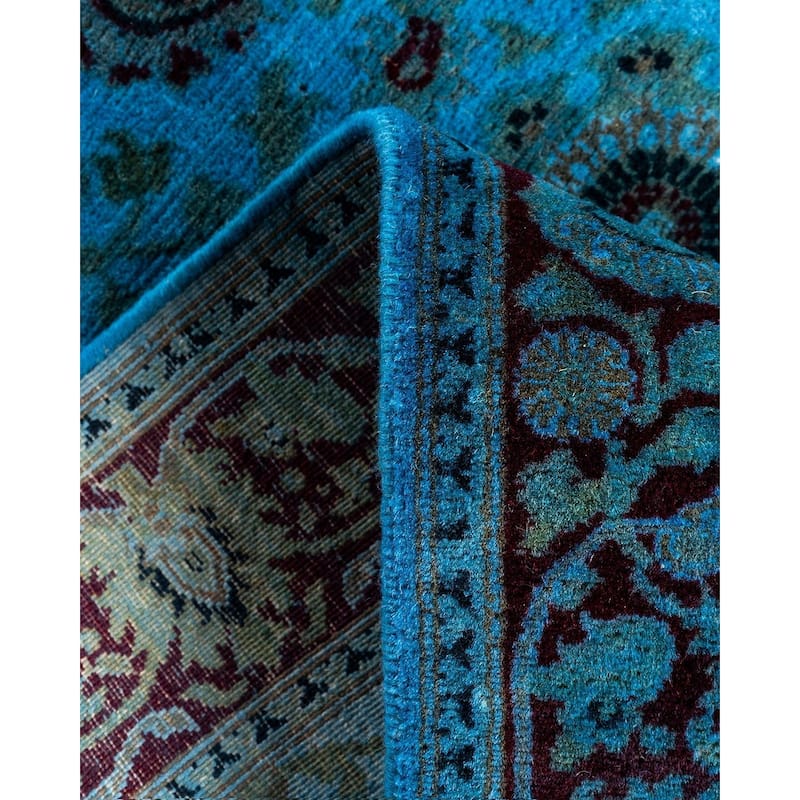 Fine Vibrance One-of-a-Kind Hand-Knotted Runner Rug - Blue, 2' 6" x 11' 1" - 2' 6" x 11' 1"
