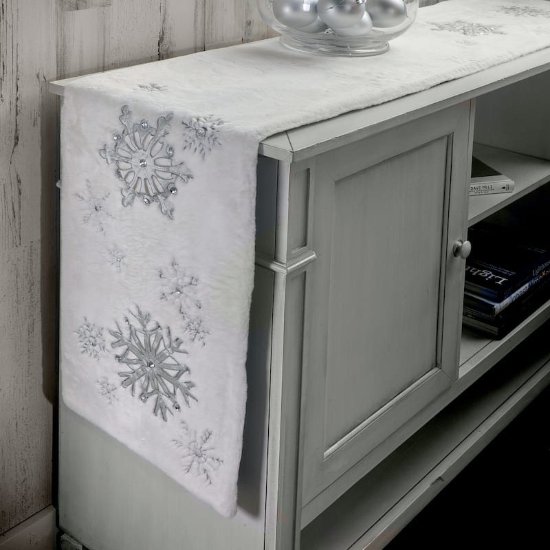 72"X13" Embroided Snowflakes Table Runner