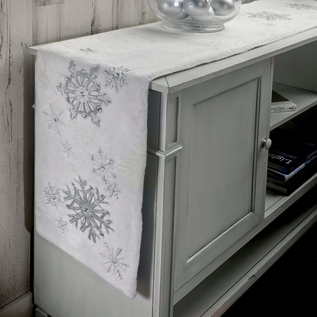 72"X13" Embroided Snowflakes Table Runner