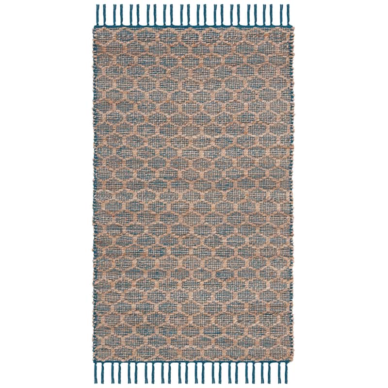 SAFAVIEH Handmade Cape Cod Zorina Coastal Jute Tassel Rug - 3' x 5' - Navy/Natural