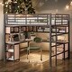 preview thumbnail 1 of 26, Modern Full Size Metal Loft Bed with Bookcase,Desk and Cabinet and Storage Functions For Bedroom Black