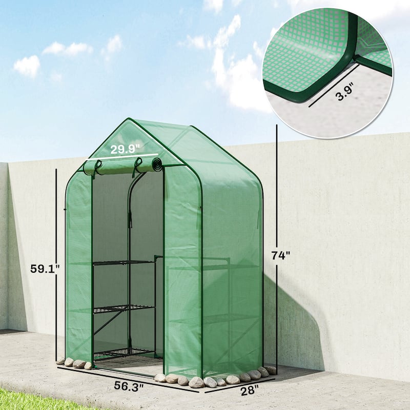 Outsunny 4.7' x 2.3' x 6.2' Small Greenhouse for Outdoors, 3 Tiers 6 Shelves, Portable Greenhouse with UV-resistant PE Cover
