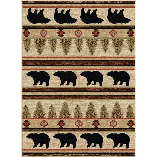 slide 1 of 5, Rustic Lodge Cabin Appalachian Bear Multi Area Rug (7'10"x9'10") - 7'10"x9'10" 7'10"x9'10" - Multi