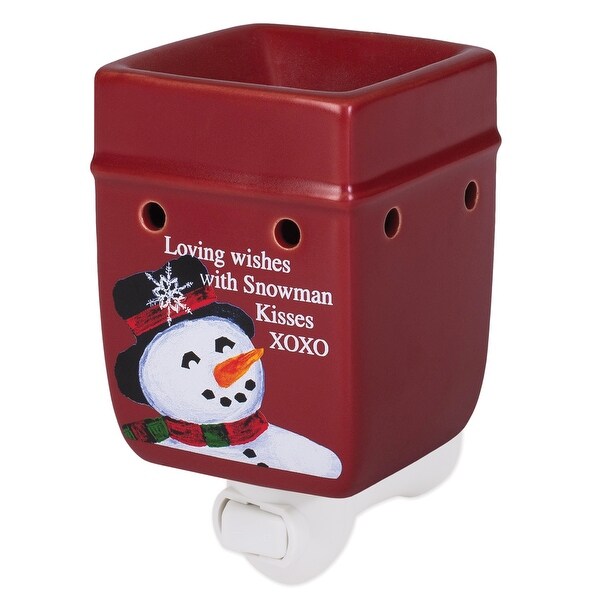 5.25" Red and White Snowman Printed Plug-in Tart Warmer - N/A