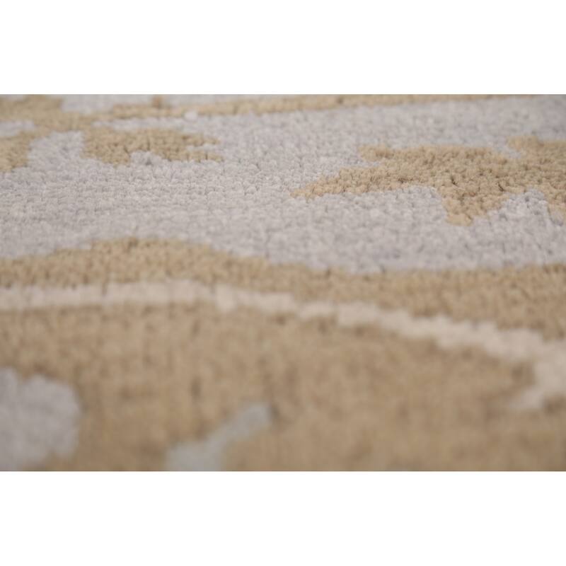 Grey Transitional Oushak Indian Area Rug Handmade Wool Carpet - 8'1"x 9'11"