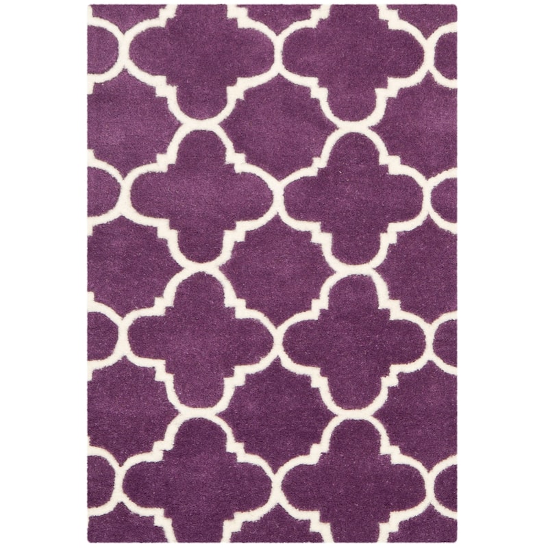 SAFAVIEH, Handmade Chatham Caisa Modern Moroccan Wool Rug - 2' x 3' - Purple/Ivory