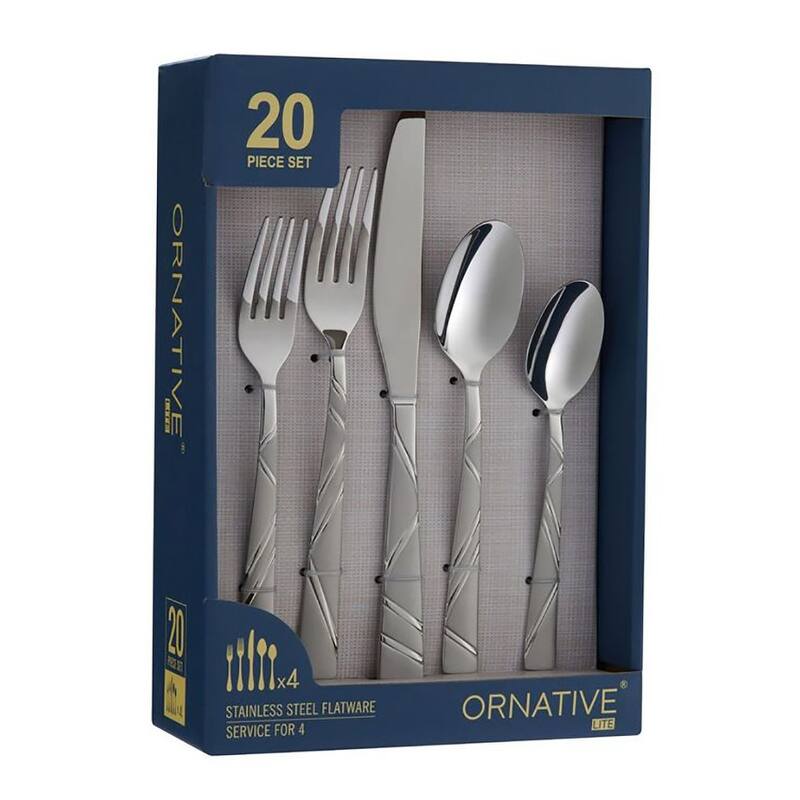 Ornative JONAH Sand Finish 20 Pieces Flatware Set - 10.63" H x 6.69" W x 2.76" D