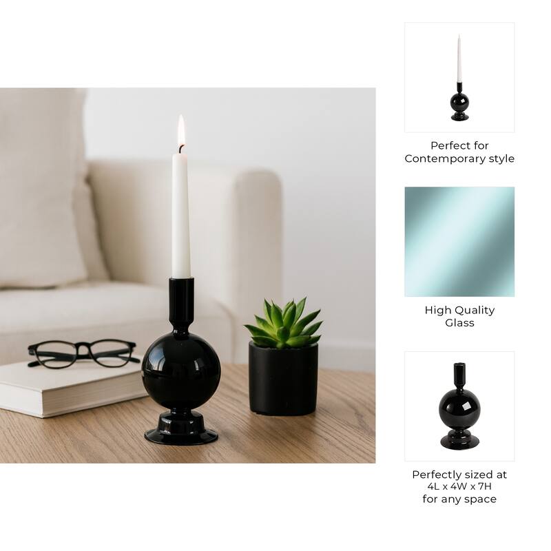 Glass Modern Bubble Taper Candle Holder