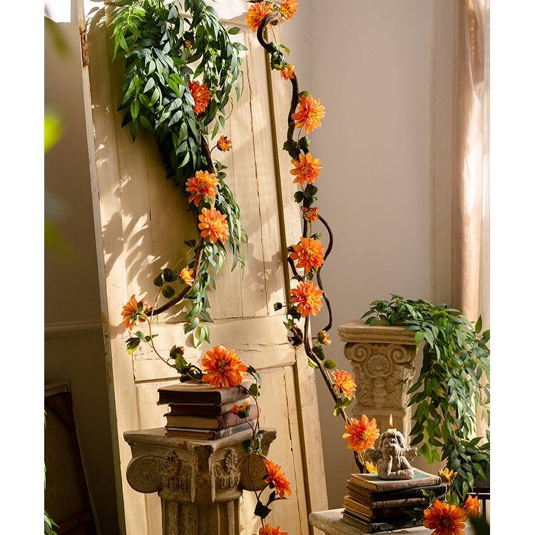 RusticReach Artificial Dahlia Flower Vine 59" Long