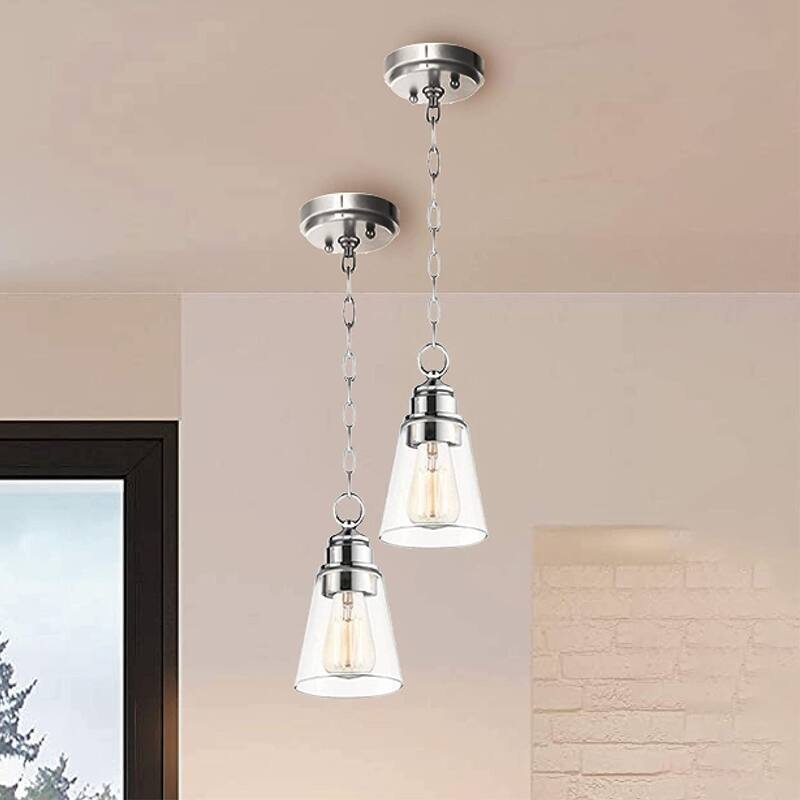 Replacement Clear&White Drum Ceiling Fixture Glass Shade
