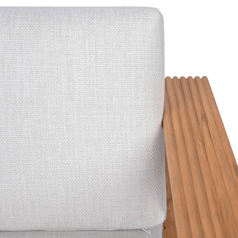 SAFAVIEH Couture Saint Lucia Reeded Teak Wood Swivel Patio Chair - 32"W x 30"D x 24"H