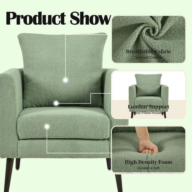 Modern Accent Chair, Teddy Fabric Chairs Lounge Armchair