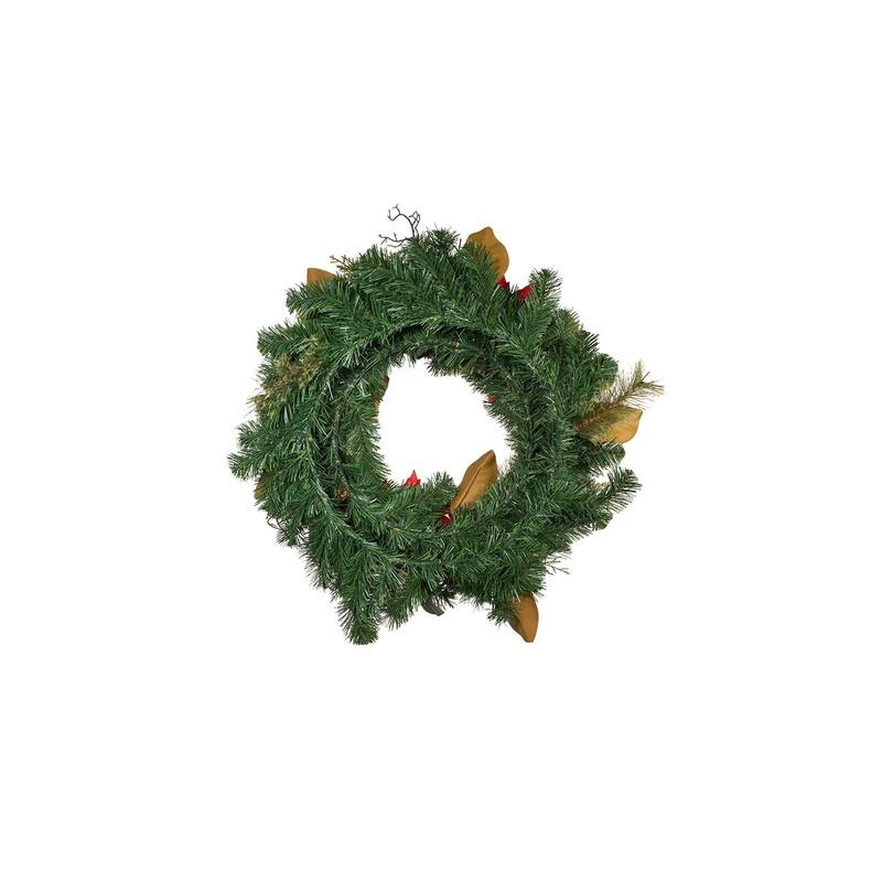 Poinsettias and Ornaments Artificial Christmas Wreath - 30" - Unlit