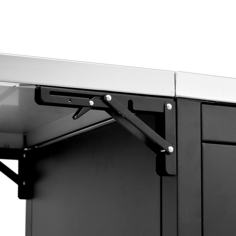 76.6"Large Grill Cart with Storage Cabinet, with Steel Drop Leaf, Grill Table with Adjustable Shelf & Hooks & Bottle Opener