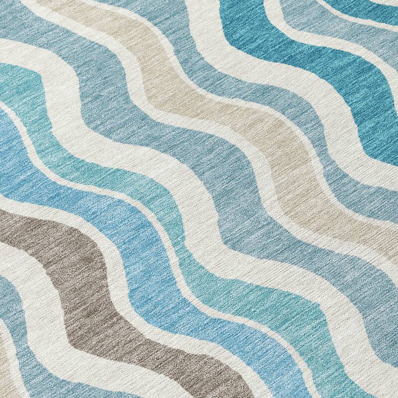 Machine Washable Indoor/ Outdoor Funky Stripe Chantille Rug