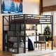 preview thumbnail 14 of 22, Full Size Metal Loft Bed with Wardrobe, Desk, Storage Shelves