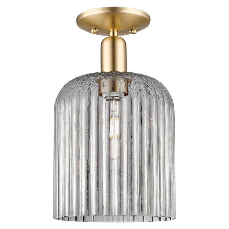 Innovations Lighting 716-1C-15-8 Bridal Veil Semi-Flush Bridal Veil 8" - Champagne Bronze / Light Smoke