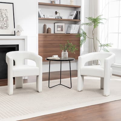SEYNAR Modern Glam PU Leather Upholstered Dining Chair, Open-Back Accent Chair Set of 2