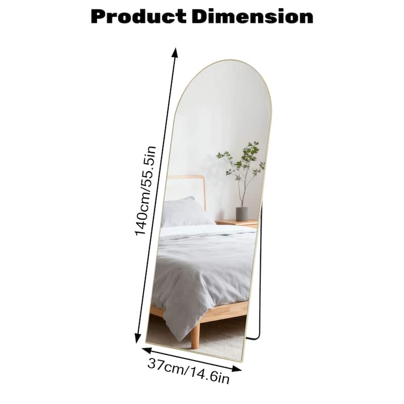 Arched Full Length Mirror with Stand, Floor Standing Mirrors for Bedroom Body Hanging Leaning Wall Living Room Cloakroom ﻿
