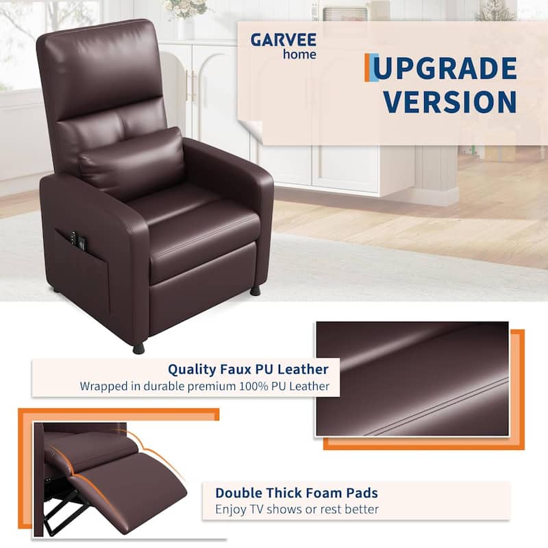 Adjustable Electric Power Recliner Chair, PU Leather Single Sofa for Living Room