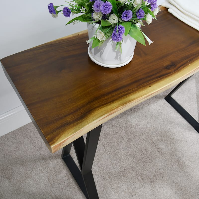 Natural Wood Rectangle Coffee Console Table