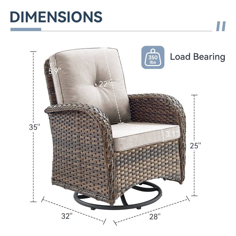 Gymojoy Comfortable Wicker Swivel Glider Patio Chair for Outdoor