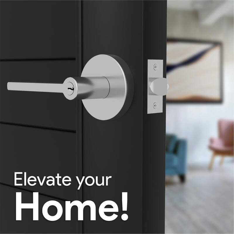Mega Handles RALPH Entry Lever & Deadbolt Combo – Modern Stainless Steel Lock Set for Left/Right Doors, Square Rosette