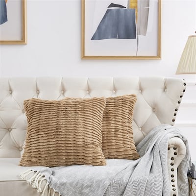 Wavy Pattern FauxFur Pillow Shell Soft Decorative Cushion Cover