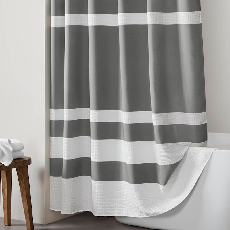 Madison Park Spa Waffle Shower Curtain with 3M Treatment