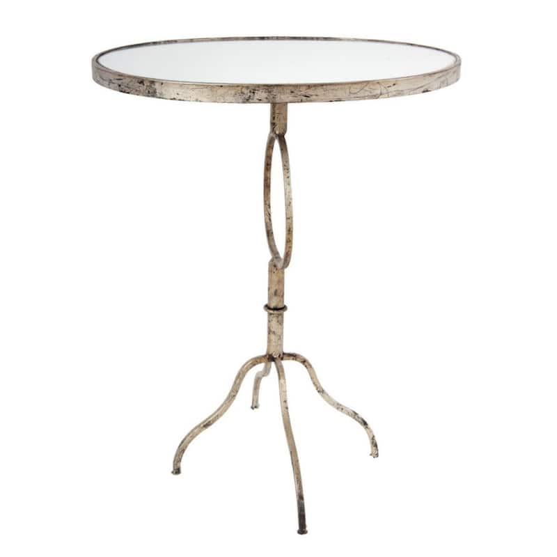 27.5" Gold and Clear Contemporary Oval End Table