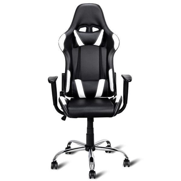 Shop Costway Black and White Gaming Chair Office Chair