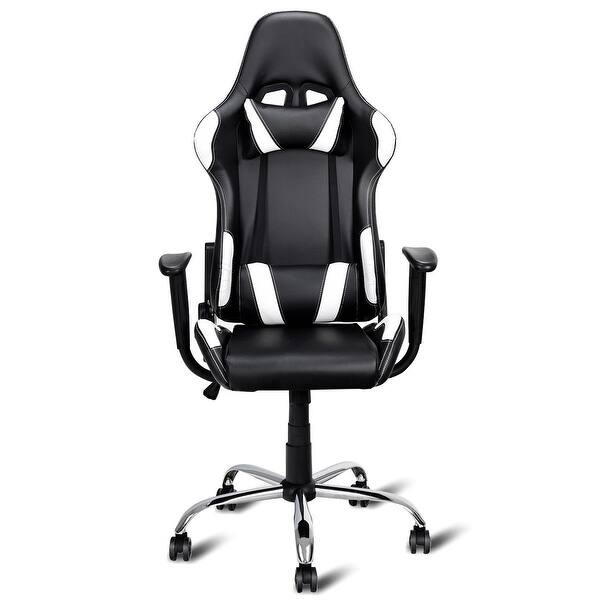 Costway Black And White Gaming Chair Office Chair Race Computer Game Adjustable Black And White Overstock 23401231 Available in red, blue, and white. usd