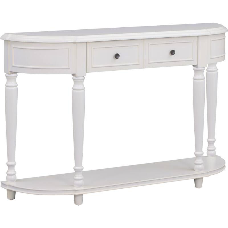Retro Circular Curved Design Console Table with Open Style Shelf