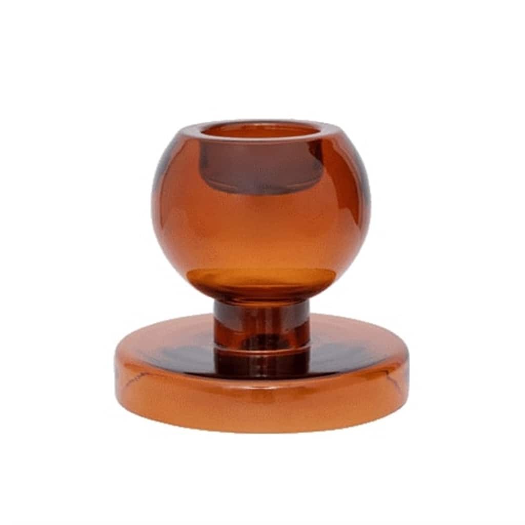 Candle Holder Both Sides Recycled Glass Apricot Orange