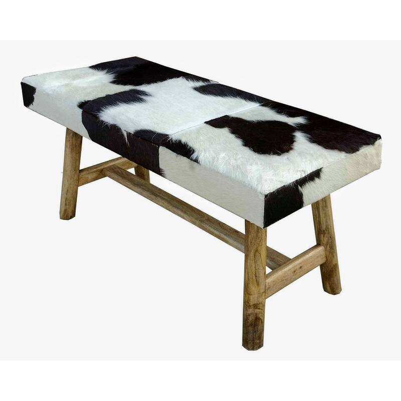 TAURO Black & White Cowhide Bench
