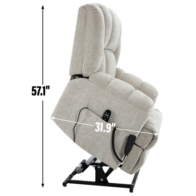 Motor Heat Massage Infinite Position Up to 350 LBS Electric Power Lift Recliners with Power-Remote, Medium-firm and Heavy Duty