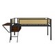 preview thumbnail 71 of 69, Metal Loft Bed with Rectangular Desk, LED lights, Storage Shelves and Hanging Storage Compartments, Safety Guard and Ladder